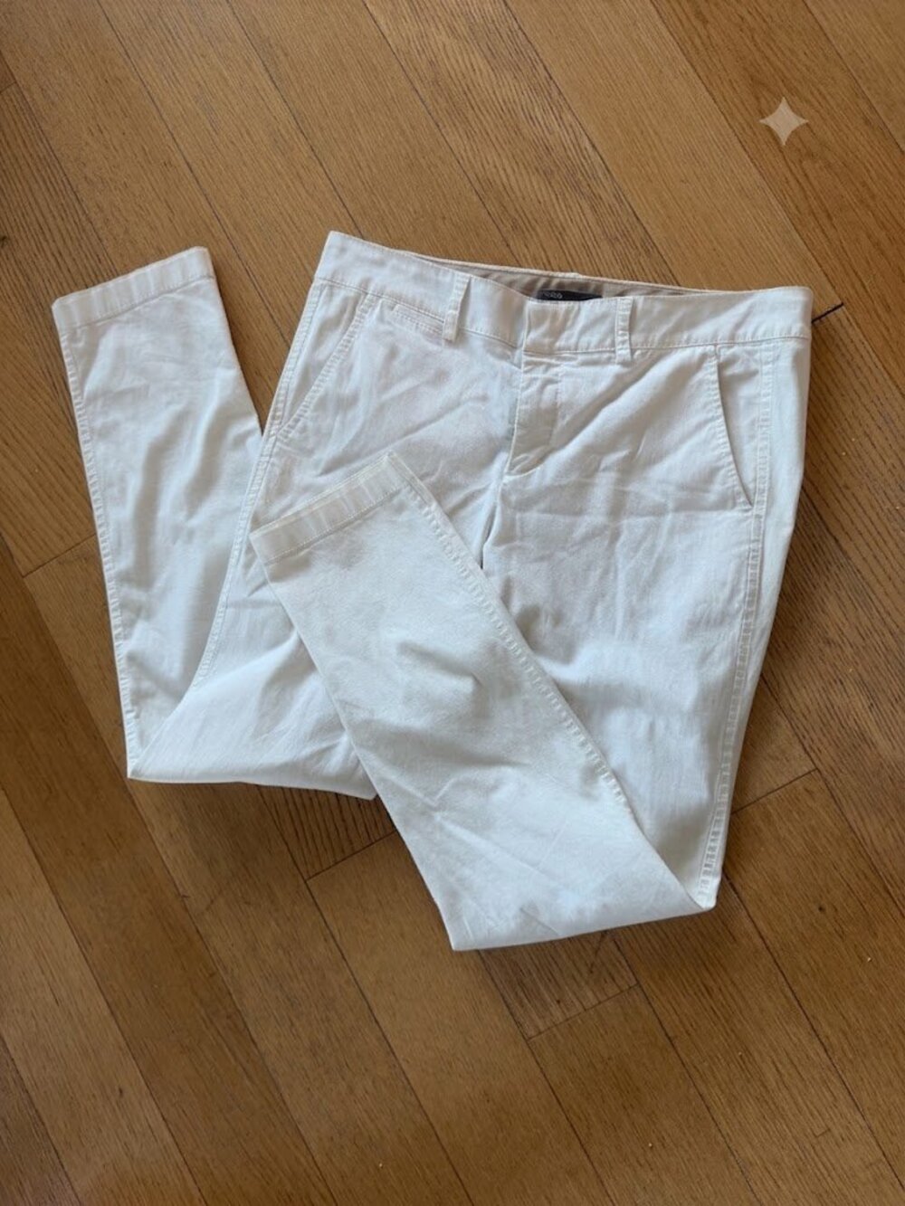 VINCE. Cream White Cotton Stretch Chino Pants Trousers 6 Classic Crop Slim - Picture 5 of 12